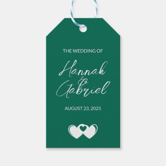 Emerald Green Custom Wedding Cadeaulabel (Voorkant)