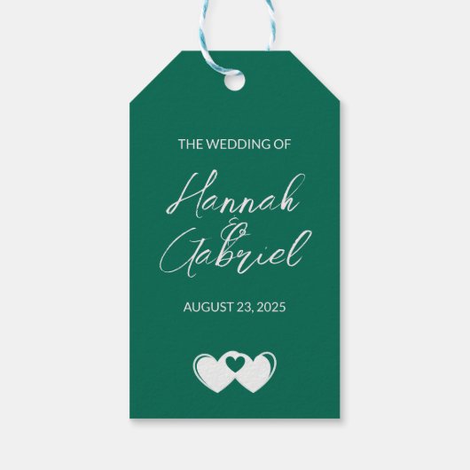 Emerald Green Custom Wedding Cadeaulabel (Achterkant)