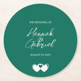 Emerald Green Custom Wedding Ronde Kartonnen Onderzetter