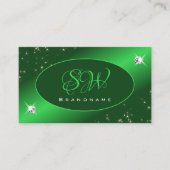 Emerald Green Cute Glitter Stars Diamonds Monogram Visitekaartje (Voorkant)