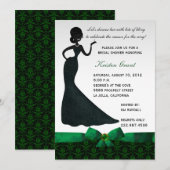 Emerald Green Damask Bridal Shower Uitnodiging (Voorkant / Achterkant)