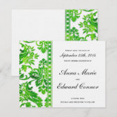 Emerald Green  Damask Lace Save the Date (Voorkant / Achterkant)