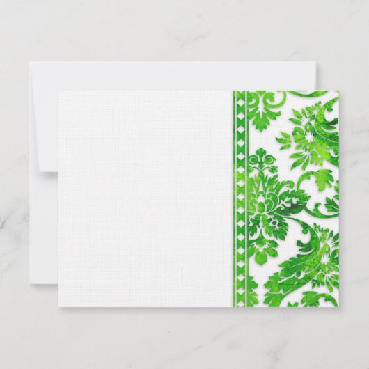 Emerald Green  Damask Lace Save the Date (Achterkant)