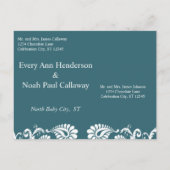 Emerald Green Damask Save the Date Aankondigingskaart (Achterkant)