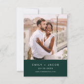 Emerald Green De bruiloft van de foto bruiloft Kaart (Achterkant)