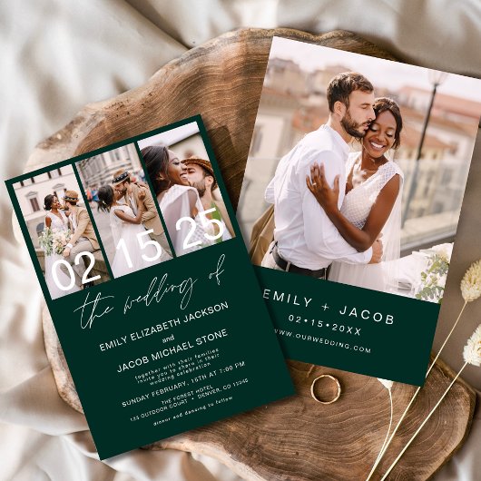Emerald Green De bruiloft van de foto bruiloft Kaart