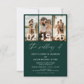Emerald Green De bruiloft van foto QR-code Elegant Kaart (Voorkant)