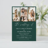 Emerald Green De bruiloft van foto QR-code Elegant Kaart (Staand voorkant)
