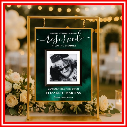 Emerald Green Deceased Reserved Seat Sign Poster