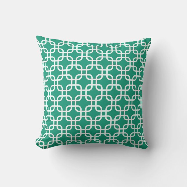 Emerald Green Decorative Geometric Pattern Kussen (Voorkant)