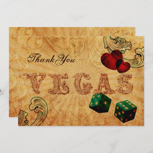 emerald green dice  Vegas Bedankt Kaart (Voorkant / Achterkant)