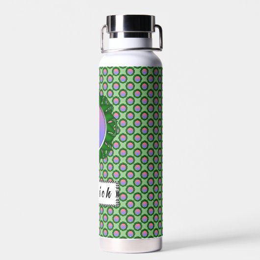 Emerald Green Disk Ribbon van Kenneth Yoncich Waterfles (Achterkant)