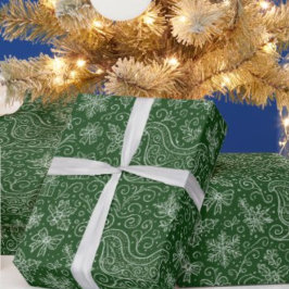 Emerald Green Doodle Christmas Sleigh Pattern Cadeaupapier