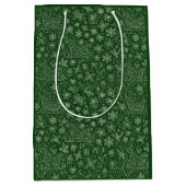 Emerald Green Doodle Christmas Sleigh Pattern Medium Cadeauzakje (Voorkant)