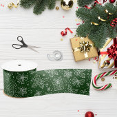 Emerald Green Doodle Christmas Sleigh Pattern Satijnen Lint