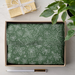 Emerald Green Doodle Christmas Sleigh Pattern Tissuepapier