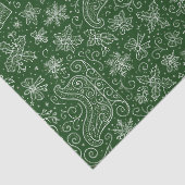 Emerald Green Doodle Christmas Sleigh Pattern Tissuepapier (Detail)