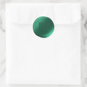 Emerald Green Double Monogram Wedding Wax Seals Ronde Sticker (Tas)