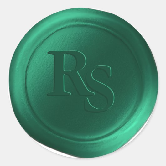 Emerald Green Double Monogram Wedding Wax Seals Ronde Sticker (Voorkant)
