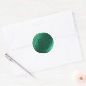 Emerald Green Double Monogram Wedding Wax Seals Ronde Sticker (Envelop)