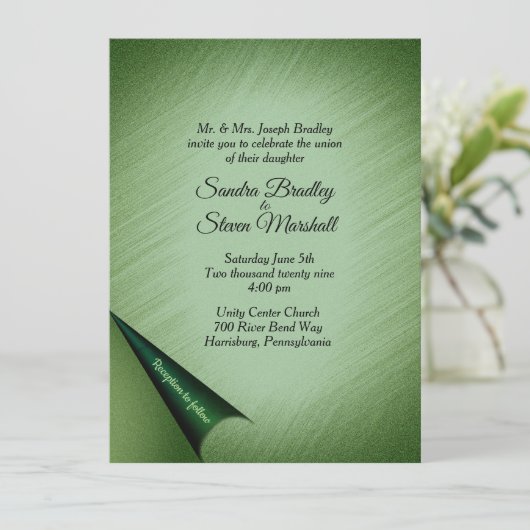 Emerald Green Draai van de uitnodiging voor het hu (Staand voorkant)