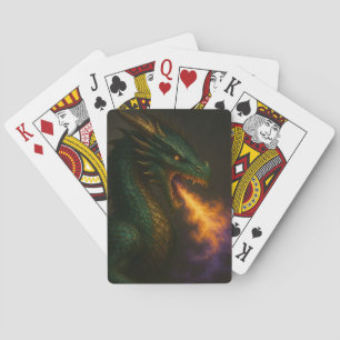 Emerald Green Dragon Ademend Vuur Pokerkaarten