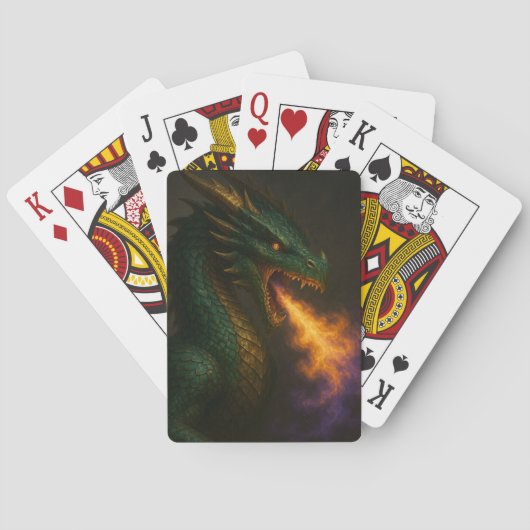 Emerald Green Dragon Ademend Vuur Pokerkaarten (Achterkant)