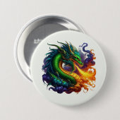 Emerald Green Dragon Ademend Vuur Ronde Button 7,6 Cm (Voorkant /achterkant)