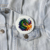 Emerald Green Dragon Ademend Vuur Ronde Button 7,6 Cm (In situ)