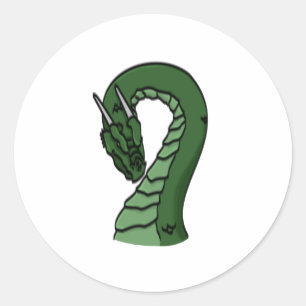 Emerald Green Dragon Fantasy Embleem Ronde Sticker