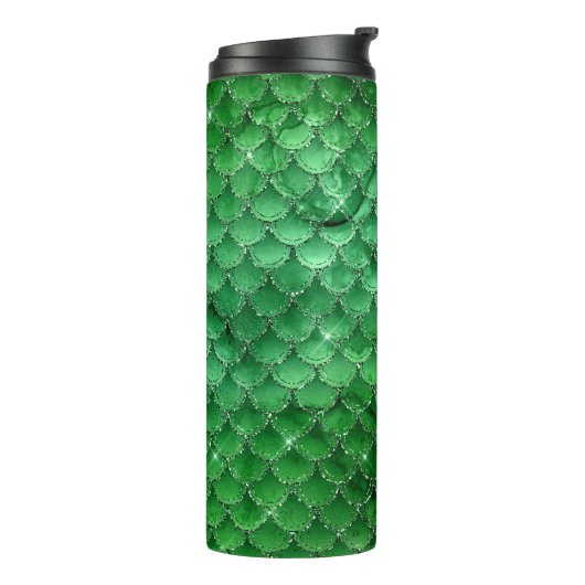 Emerald Green Dragon Scale Pattern Thermosbeker (Gedraaid links)