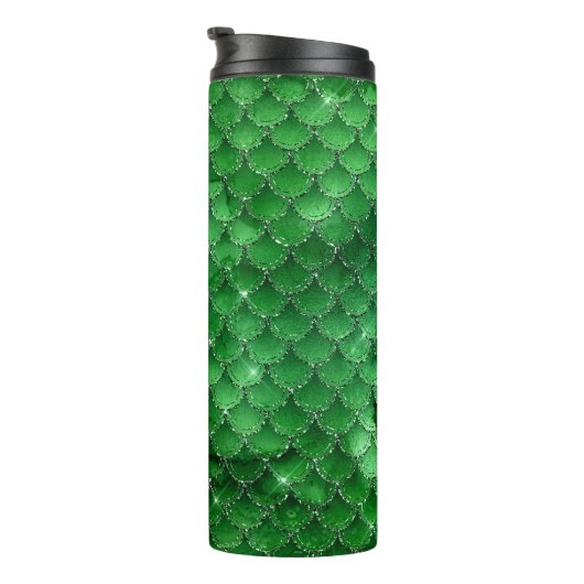 Emerald Green Dragon Scale Pattern Thermosbeker (Geroteerd rechts)
