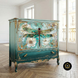 Emerald Green Dragonfly  Bloemen Decoupage Tissuepapier