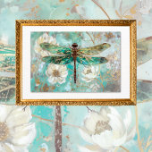Emerald Green Dragonfly Bloemen Decoupage Tissuepapier