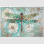 Emerald Green Dragonfly Bloemen Decoupage Tissuepapier (Voorkant)