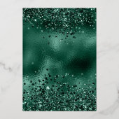 Emerald Green Dress Butterfly Quinceanera Gold Folie Uitnodiging (Achterkant)