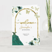 Emerald Green Dress Floral Quinceanera Programs Programma (Voorkant)