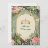 Emerald Green Dress Gold Floral Forest Mis Quince Kaart (Achterkant)