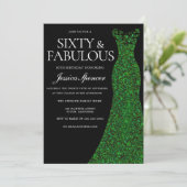 Emerald Green Dress Sixty &Fab Black 60th Birthday Kaart (Staand voorkant)