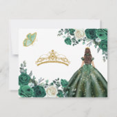 Emerald Green Dresses Quinceañera Gold Crown Bedankkaart (Achterkant)