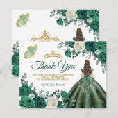 Emerald Green Dresses Quinceañera Gold Crown Bedankkaart (Voorkant / Achterkant)