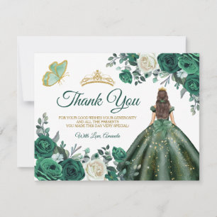 Emerald Green Dresses Quinceañera Gold Crown Bedankkaart