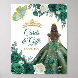 Emerald Green Dresses Quinceañera Kaarten & Gifts Poster