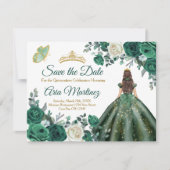 Emerald Green Dresses Quinceañera Save the Date Bedankkaart (Voorkant)