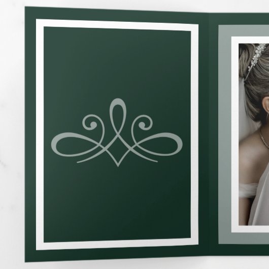 Emerald green Drivoudig Letter Fold Program Drieluik Programma (Binnenzijde eerst)