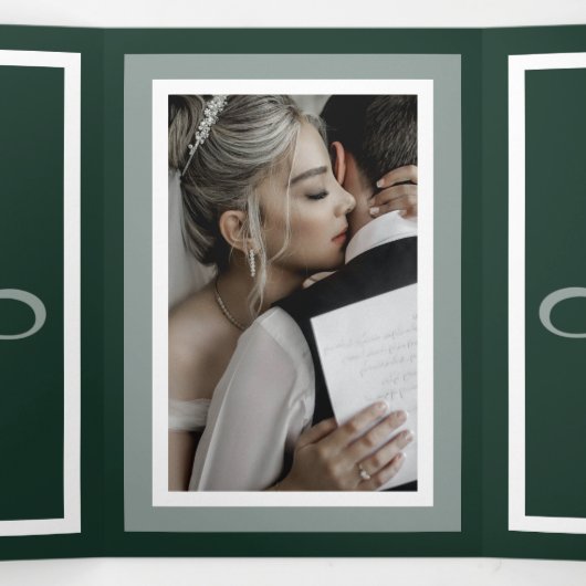 Emerald green Drivoudig Letter Fold Program Drieluik Programma (Binnenkant midden)