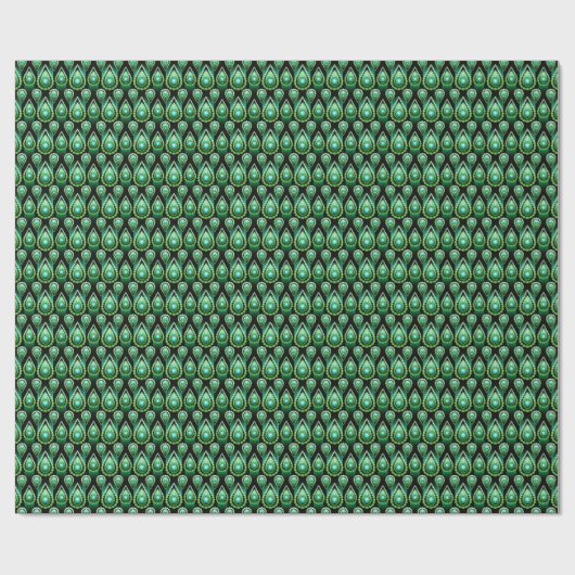 Emerald Green Drop Pattern Elegant Kerstmis Cadeaupapier (Vlak)