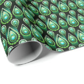Emerald Green Drop Pattern Elegant Kerstmis Cadeaupapier (Rol Hoek)
