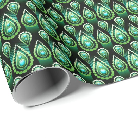 Emerald Green Drop Pattern Elegant Kerstmis Cadeaupapier (Rol Hoek)