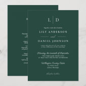 Emerald Green Eenvoudig Monogram Alles in één brui Kaart (Voorkant / Achterkant)